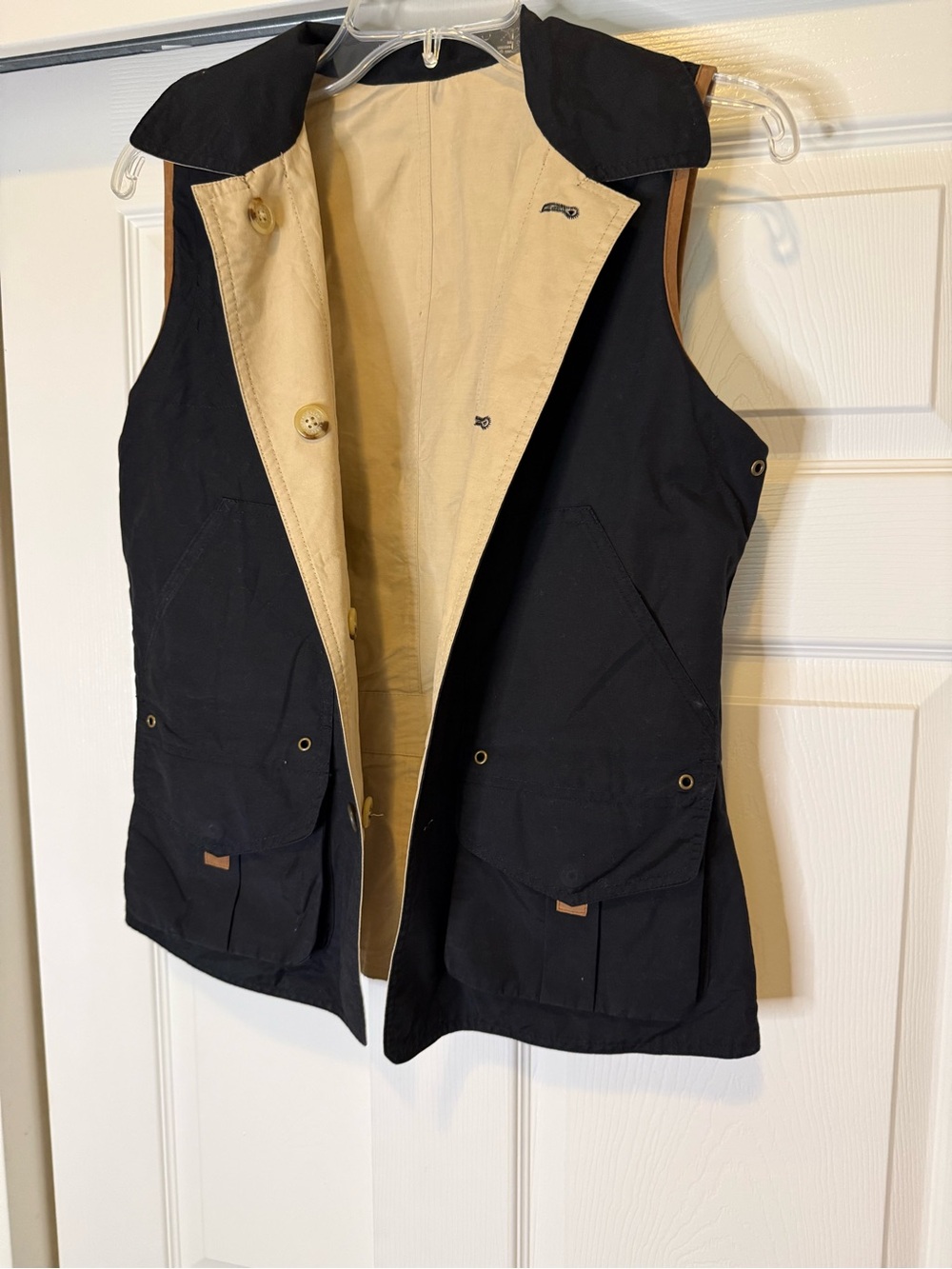 Ralph Lauren Black Sleeveless Canvas Vest with Cream Lining
